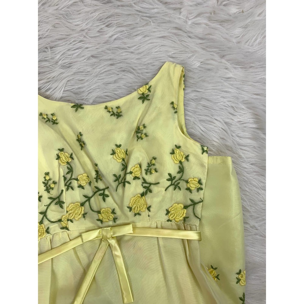 Vintage 50s 60s Bridgerton Jane Austen Regency Midcentury Maxi Yellow Dress ~XS - Picture 10 of 14